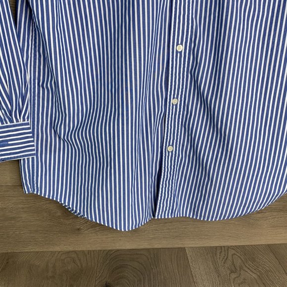 Chaps Easy Care Shirt Mens L Blue Strip White Button Down Collar Long Sleeve - Picture 5 of 8